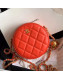 Chanel Quilted Lambskin Round Clutch with Metal Ball Chain Red 2020