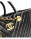Chanel Vintage Chevron Waxed Calfskin Large Shopping Bag Black 2019
