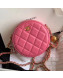 Chanel Quilted Lambskin Round Clutch with Metal Ball Chain Pink 2020