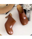 Bottega Veneta Calfskin Square Toe High-Heel Mules Brown 2019