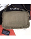 Chanel Fringe Trim Fabric CC Flap Bag Olive Green 2019