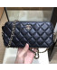 Chanel Quilted Lambskin Double Clutch with Chain AP0738 Black 2019