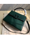 Valentino Large VSLING Grainy Calfskin Top Handle Bag 0530 Green 2019