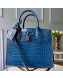 Louis Vuitton City Steamer PM Top Handle Bag in Glossy Crocodile Leather N95169 Blue 2019