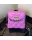 Chanel Quilted Leather Box Clutch with Chain Purple 2019