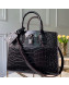 Louis Vuitton City Steamer PM Top Handle Bag in Glossy Crocodile Leather N92515 Black 2019