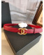Chanel Grianed Calfskin Belt 30mm with Crystal Metal CC Buckle Red 2019