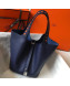 Hermes Picotin Lock Bag with Woven Top Handle in Epsom Leather 22cm Blue 2019