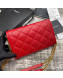 Saint Laurent Becky Chain Wallet WOC in Diamond-Quilted Lambskin  585031 Red 2019