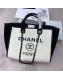 Chanel Deauville Wool Felt Medium Shopping Bag A93786 White/Black 2019