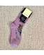 Gucci Print Lurex GG Short Socks Purple 2019