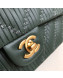 Chanel Soft Leather Chevron Flap Bag Green 2019