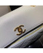 Chanel Grained Leather Pocket Flap Shoulder Bag Light Gray 2019