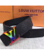 Louis Vuitton Monogram Eclipse Canvas and Leather Reversible Belt 40mm with Rainbow LV Buckle 2019