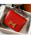 Hermes Constance 18/23cm in Crocodile Embossed Calf Leather Red/Gold 2019 (Half Handmade)