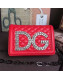 Dolce&Gabbana Crystal DG Girls Shoulder Bag Quilted Nappa Leather Red 2018