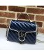 Gucci GG Diagonal Marmont Mini Top Handle Bag 583571 Blue/White 2019