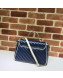 Gucci GG Diagonal Marmont Small Top Handle Bag 498110 Blue/White 2019