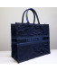Dior Book Tote Camouflage Embroidered Canvas Bag Blue 2019