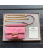Fendi Baguette Large/Mini FF Logo Lambskin Flap Bag Pink 2019
