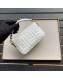 Fendi Baguette Large/Mini FF Logo Lambskin Flap Bag White 2019