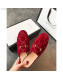 Gucci Princetown GG Velvet Flat Slipper Mules 475094 Red 2019