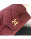 Chanel Grained Leather Classic Card Holder AP0214 Burgundy 2019