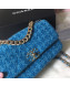 Chanel 19 Houndstooth Tweed Small Flap Bag AS1160 Blue 2019