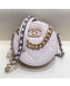 Chanel Maxi-Quilted Lambskin Round Clutch with Chain White 2019