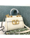 Valentino Medium Alcove Handbag in Grainy Calfskin White/Gold 3300