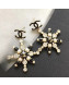 Chanel Crystal and Pearl Snowflake Short Earrings AB2323 White/Black 2019