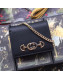 Gucci Zumi Grainy Leather Card Case on Chain 570660 Black