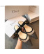 Dior Flat Leather Buckle Band Mules in Nude and Black Dotted Swiss 2019