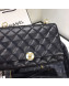 Chanel Quilted Leather Pearl Trim Medium Flap Bag AS1172 Black 2019