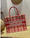 Dior Medium Book Tote Bag in Red Check'n'Dior Embroidery 2021 M1286 