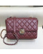 Chanel Quilted Grained Calfskin Round CC Metal Small Flap Bag AS6088 Burgundy 2019