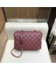 Chanel Quilted Grained Calfskin Round CC Metal Small Flap Bag AS6088 Burgundy 2019