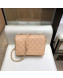 Chanel Quilted Grained Calfskin Round CC Metal Small Flap Bag AS6088 Apricot 2019