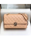 Chanel Quilted Grained Calfskin Round CC Metal Medium Flap Bag AS6099 Apricot 2019