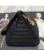 Chanel Lambskin Quilted Stripes Pyramid Clutch Bag AS0688 Black 2019