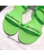 Balenciaga Allover Logo Round Flat Sandal Green 2019