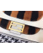 Fendi Baguette Striped Sheepskin Medium Shoulder Bag White 2019