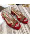 Gucci Velvet Mid-heel Pump with Bat and Crystals 548863 Red 2019