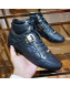 Dior High-top Sneakers in Cannage Calfskin Leather Black/Gold 2019