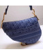 Dior Saddle Medium Bag in Embroidered Oblique Canvas Blue 2019