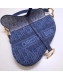 Dior Saddle Medium Bag in Embroidered Oblique Canvas Blue 2019