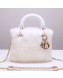 Dior Lady Dior Mini Bag in Mink Fur and Leather White 2019
