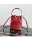 Prada Calfskin Drawstring Bucket Bag 1BH038 Red 2019
