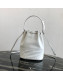 Prada Calfskin Drawstring Bucket Bag 1BH038 White 2019
