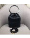 Prada Leather Pocket Drawstring Bucket Bag 1BH038 Black 2019